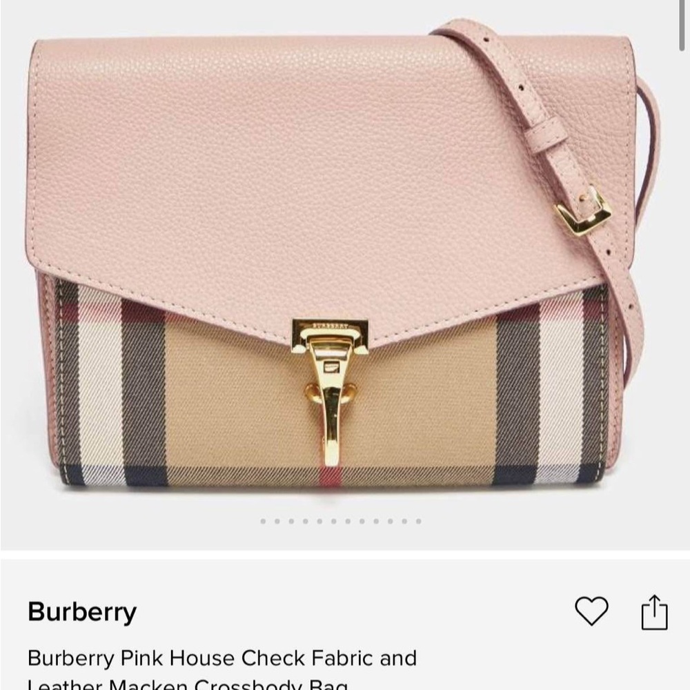 Burberry Pink and Tan Crossbody Bag with Gold Accent